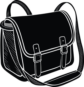 Classic black messenger satchel bag with straps