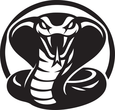 Black and white cobra snake head emblem logo design Vector, illustration