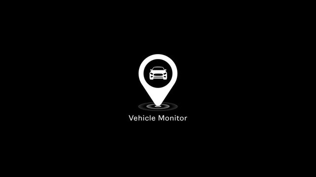 Vehicle monitor gps tracking animation, car location pin symbol for navigation and fleet management systems