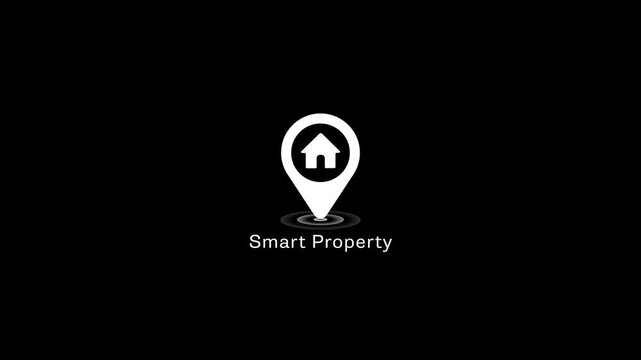 Smart property location pin animation real estate technology concept home house symbol geolocation