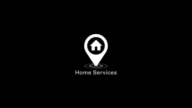 Home services location pin animation for real estate and property maintenance apps map marker property management