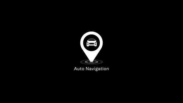 Auto navigation animation: minimalist car location pin for gps and transport apps