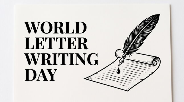 World letter writing day vintage illustration with quill and paper