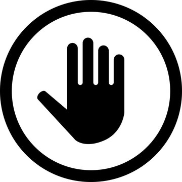 Stop hand gesture icon in circle isolated on transparent background PNG