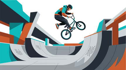 Fototapeta premium A male cyclist performing an aerial stunt on a BMX bike.