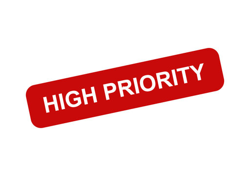 Red rectangular high priority stamp label with bold white text isolated on a clean plain white background for design isolated on transparent background