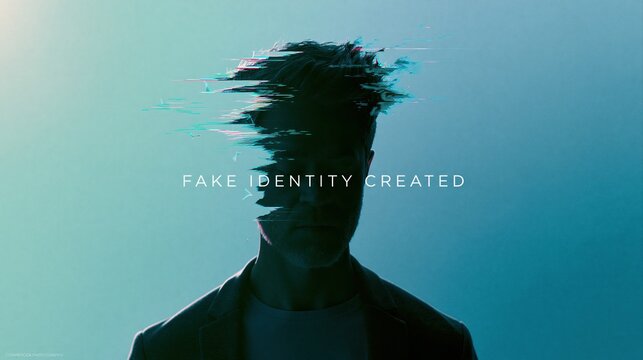 Fake identity created text overlay