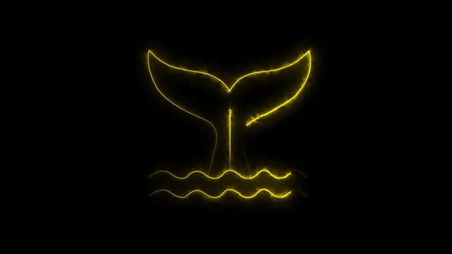 glowing whale tail fluke Elegant marine animal fluke symbol for ocean conservation, sea life and maritime aquatic animal, sea creature, water, wave, swimming..