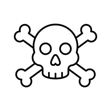Skull and crossbones outline vector icon. linear style sign for mobile concept and web.