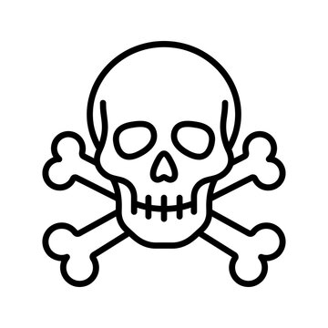 Skull and crossbones outline vector icon. linear style sign for mobile concept and web.