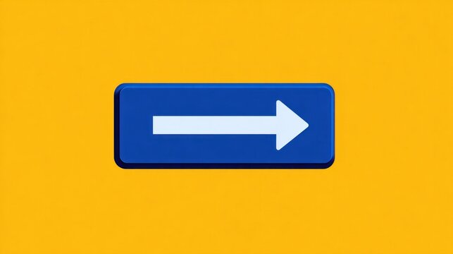 A blue rectangular sign with a white arrow pointing to the right on a yellow background