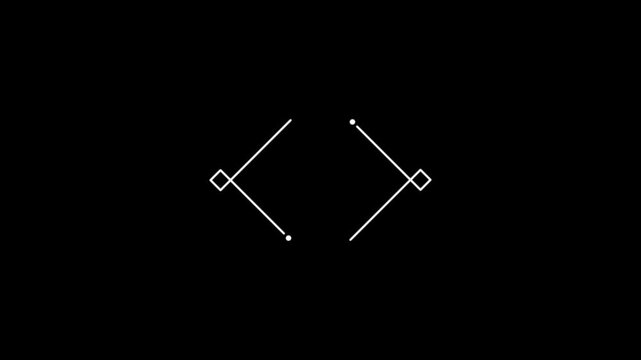 Geometric white diamond callout bracket hud target on black background 4k 25fps