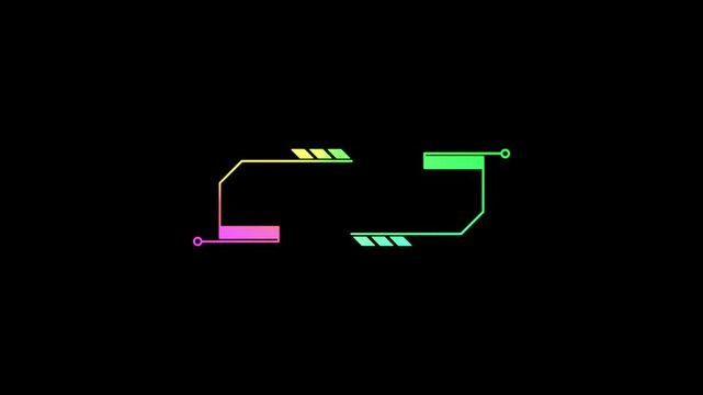 Color gradient futuristic hud callout frame target box on dark background with 25fps