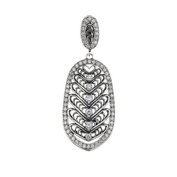 High-quality transparent PNG image of an elegant silver pendant necklace encrusted with multiple brilliant zircons. Perfect design element for fashion layouts and online stores.