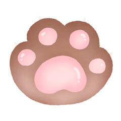Latte Brown Cat Paw with Pink Toe Beans Illustration