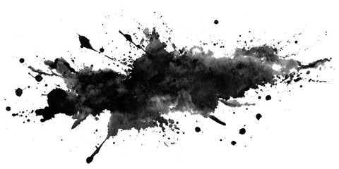 Obraz premium Abstract grunge black ink paint splatter background with rough brush stroke texture. artistic splashes dark vintage border background design.