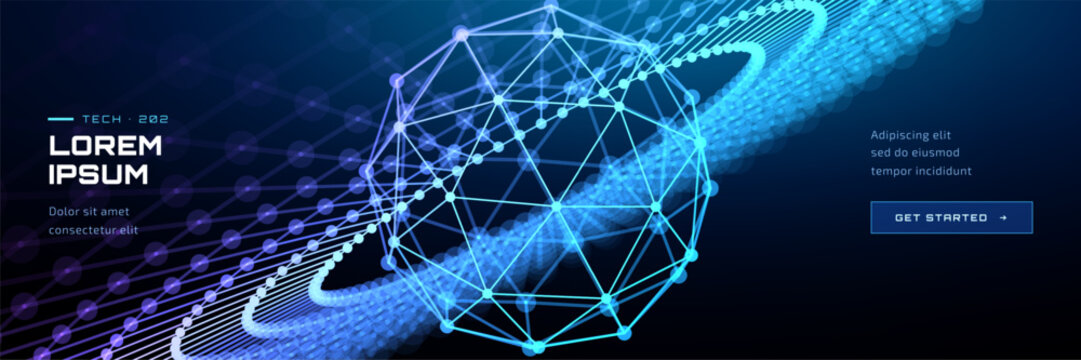 Background tech data for ai particle digital and globe abstract space. Line light network for future vector cyber and planet universe concept. World futuristic blue for city 3d smart.