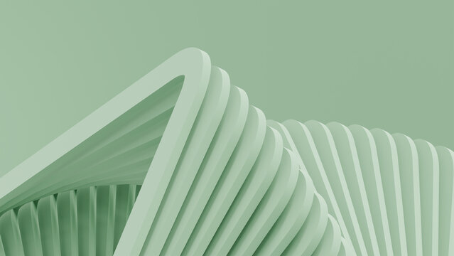 Abstract Sage Green 3D Background with Layered Curved Geometric Ribbons