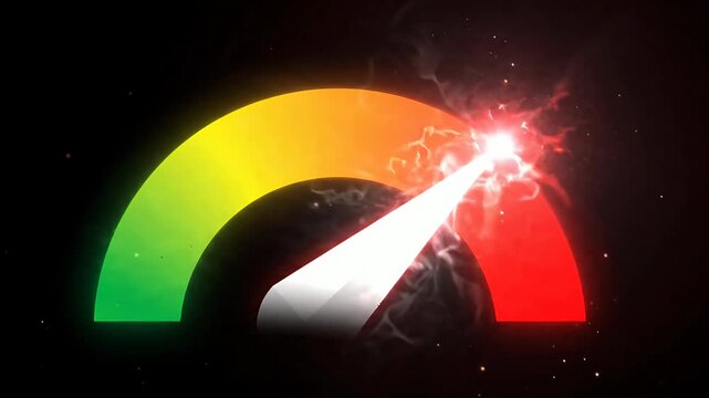 Warning gauge with lightning bolt hitting the red zone.