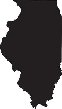 Black map of the united states state of illinois presented as a simple flat vector silhouette