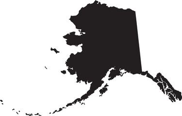 Black and white map of the united states state of alaska presented as a simple silhouette © Anamul Haque  Munna
