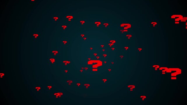 Cartoon comic questions marks flying animated.