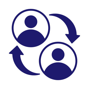 Abstract graphic representing human connection and communication with circular arrows indicating exchange transparent background