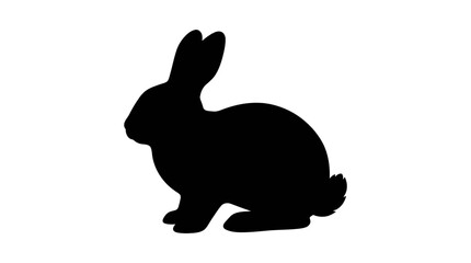 Rabbit Silhouette Against A White Background Simple Black Shape Silhouette © Sh Studio