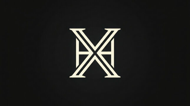 Geometric H and X Interlocking Monogram Logo Design Featuring Sharp Lines on Black Background.