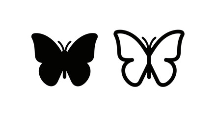 Two Butterfly Shapes Black Fill And Outline Versions Silhouette © Sh Studio
