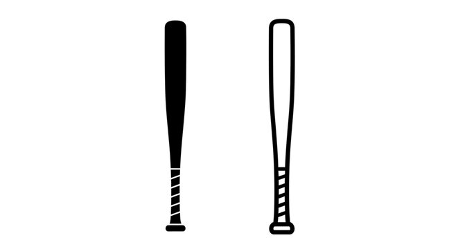 Two Baseball Bats In Black Silhouette bat
