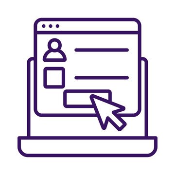 Digital user profile interface on a laptop screen with a cursor selecting an option online transparent background