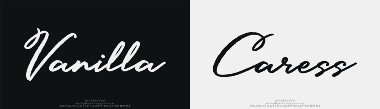 Vanilla Caress, Script elegant alphabet letters font logo. Typography luxury classic lettering serif fonts decorative wedding vintage retro logos, design for fashion beauty shop and brand.