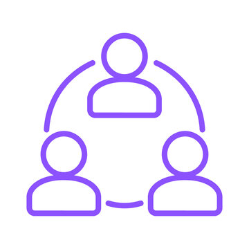 Simplified icon illustrating interconnected people in a network diagram for community or team building concepts transparent background