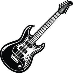 Fototapeta premium Black electric guitar vector illustration
