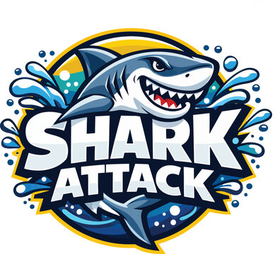 Shark attack mascot logo for competitive swimming or gaming team