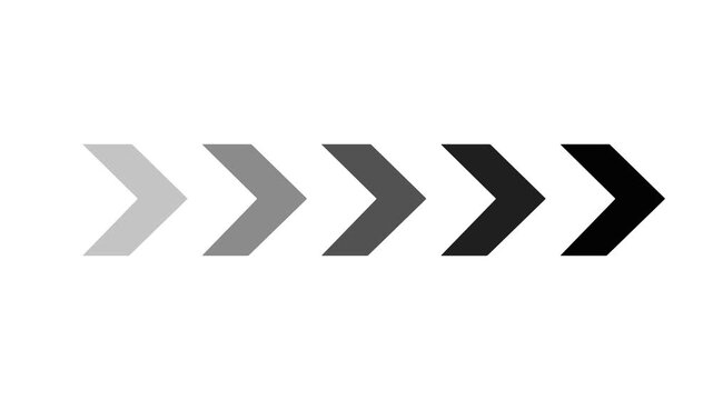 Horizontal arrows animation showing gradient monochrome directional flow