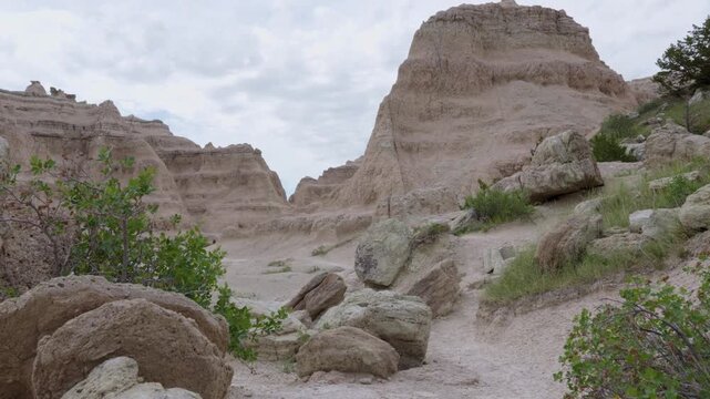 Overlook of dramatic formations at Badlands National Park