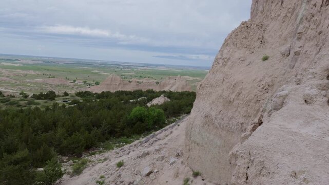Overlook of dramatic formations at Badlands National Park