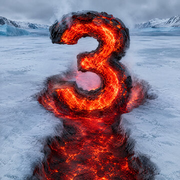 molten magma on glacier ice