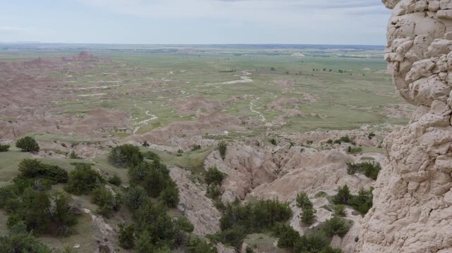 Overlook of dramatic formations at Badlands National Park