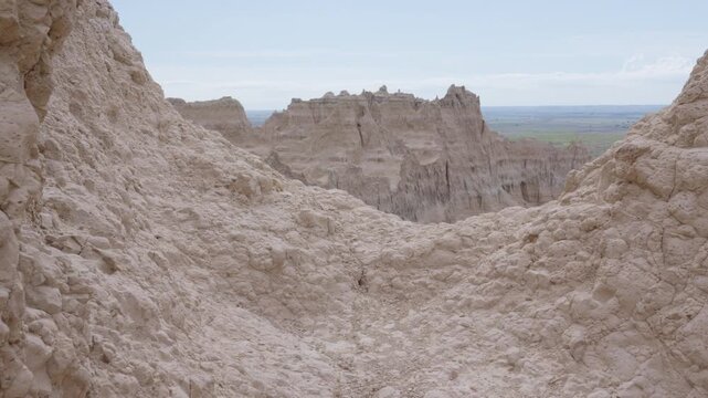 Overlook of dramatic formations at Badlands National Park