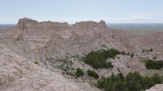 Overlook of dramatic formations at Badlands National Park