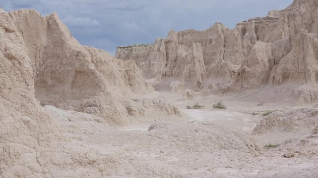 Overlook of dramatic formations at Badlands National Park