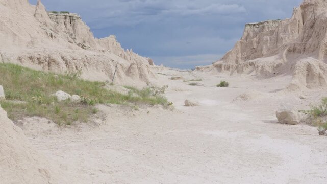 Overlook of dramatic formations at Badlands National Park