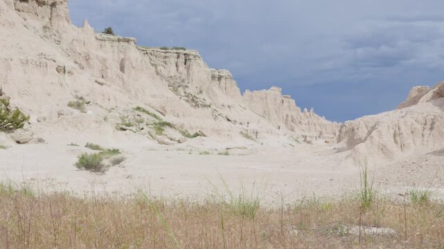 Overlook of dramatic formations at Badlands National Park
