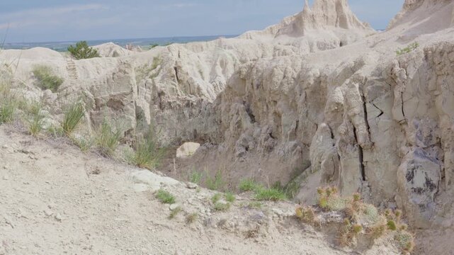 Overlook of dramatic formations at Badlands National Park