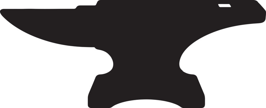 Black anvil silhouette industrial tool blacksmith metal forging equipment strong heavy object workshop vector.