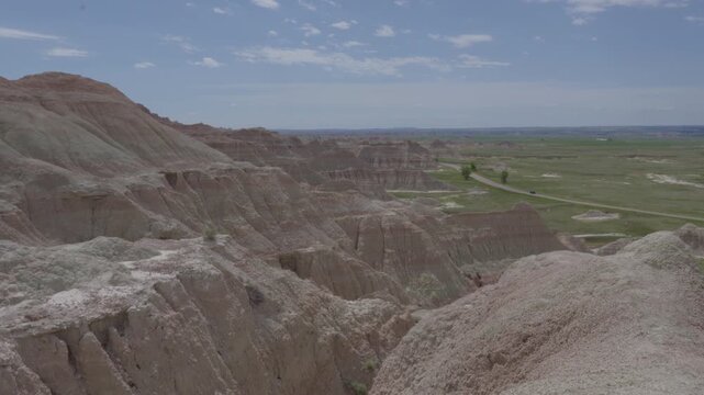 Overlook of dramatic formations at Badlands National Park