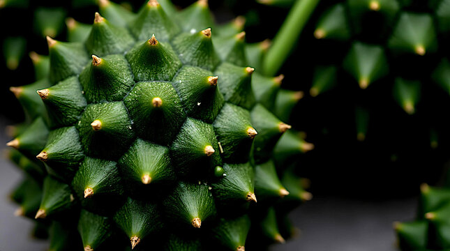 close up of ripe green exotic fruit kiwano horned melon